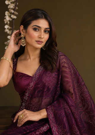 Wine Sarees