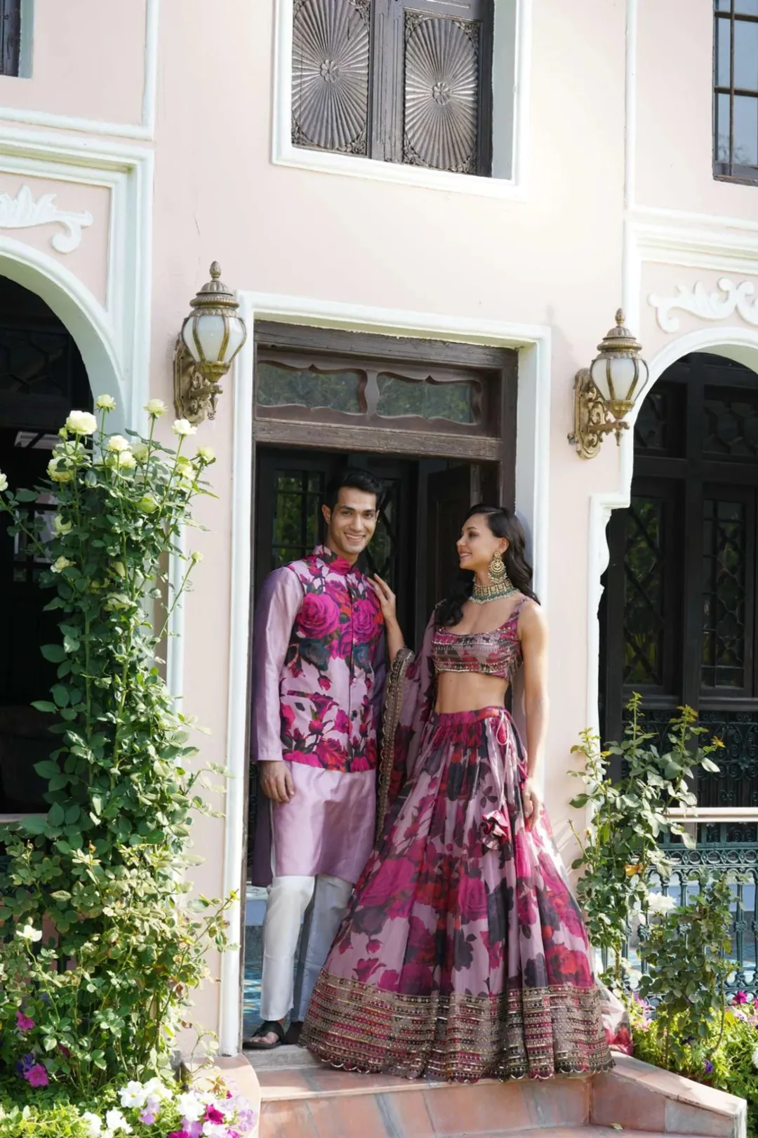 Floral Digital Printed Organza Lehenga with Zari, Dori and Sequin Embroidery