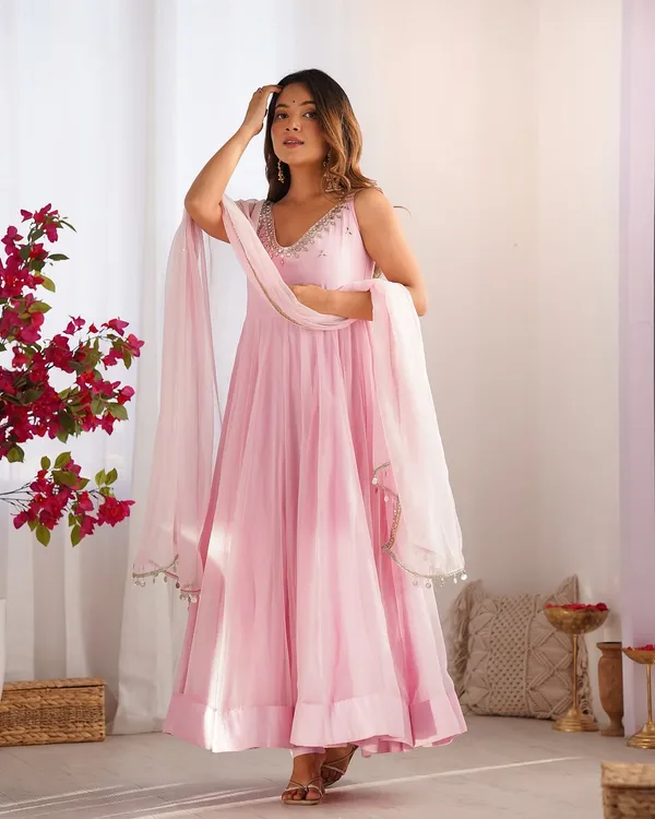Royal MirrorGlow Georgette Flair Suit