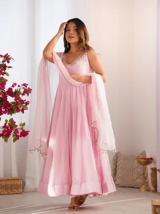Royal MirrorGlow Georgette Flair Suit