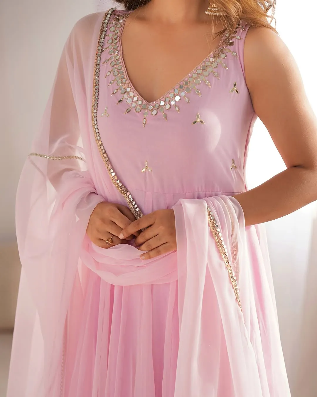 Royal MirrorGlow Georgette Flair Suit