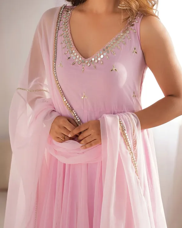 Royal MirrorGlow Georgette Flair Suit