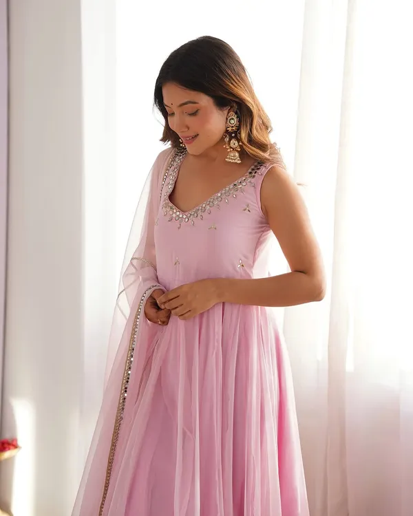 Royal MirrorGlow Georgette Flair Suit