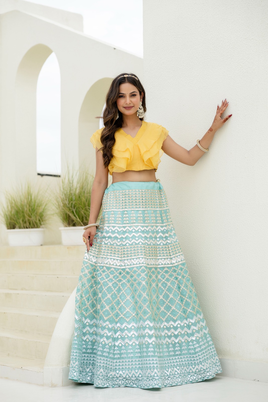 Organza lehenga