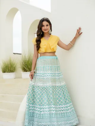 Moonlight Charm Foil Sequin Organza Lehenga