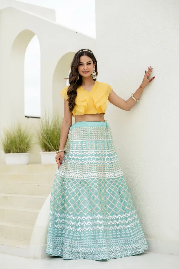 Moonlight Charm Foil Sequin Organza Lehenga
