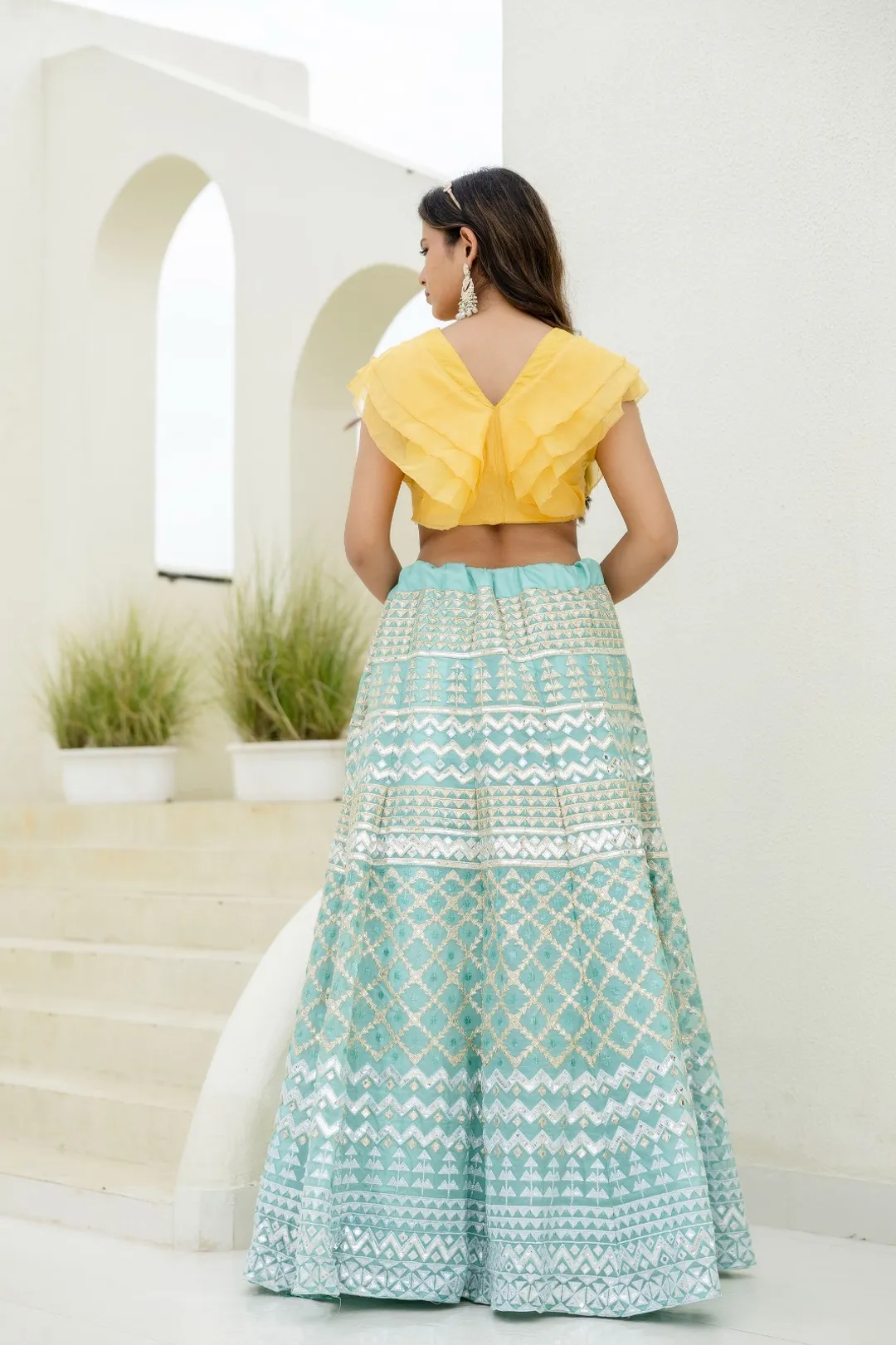 Moonlight Charm Foil Sequin Organza Lehenga