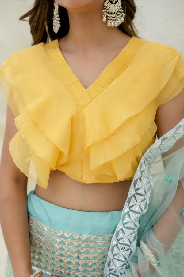 Moonlight Charm Foil Sequin Organza Lehenga