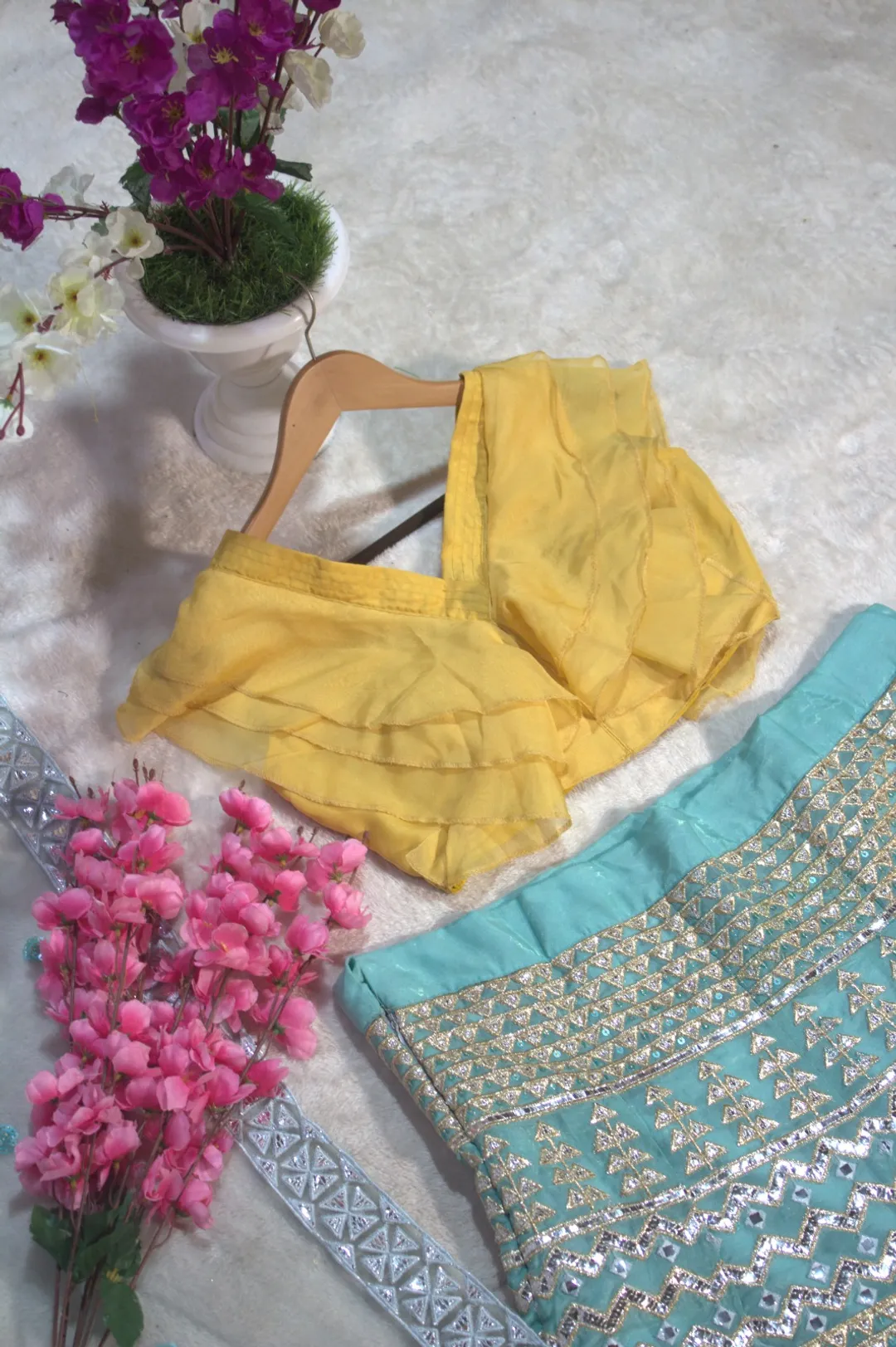 Moonlight Charm Foil Sequin Organza Lehenga