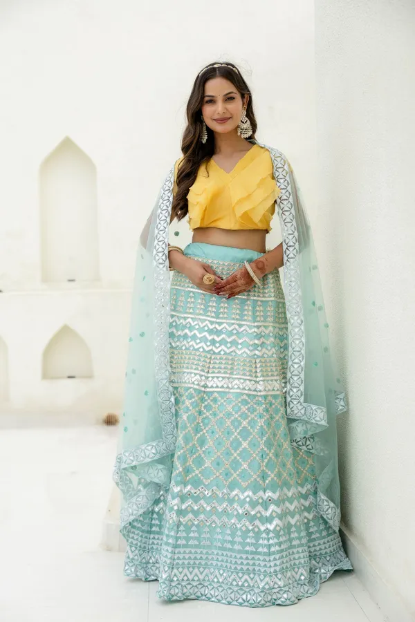 Moonlight Charm Foil Sequin Organza Lehenga