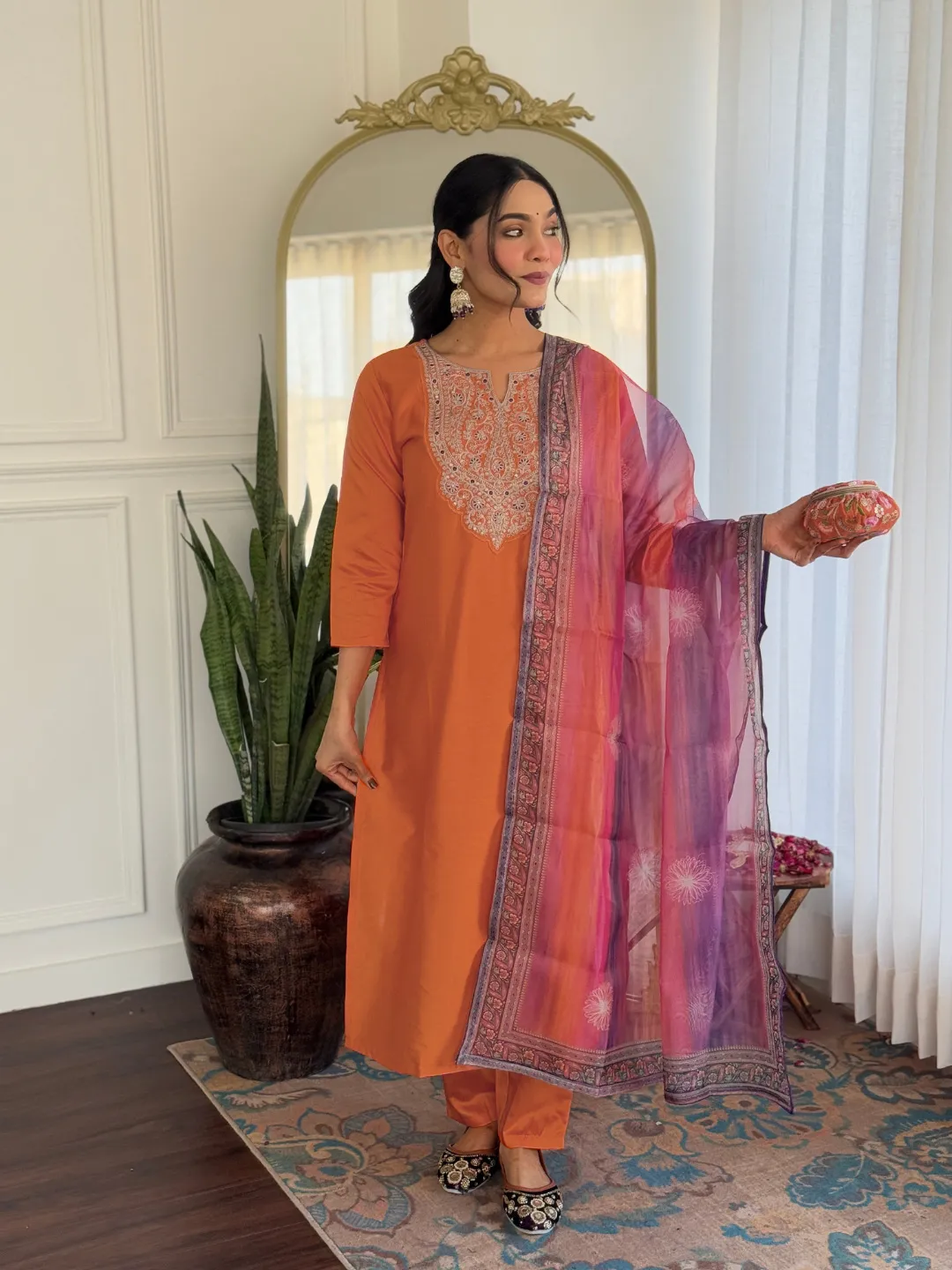 Kurti Pant Set with Taby Dupatta for Women