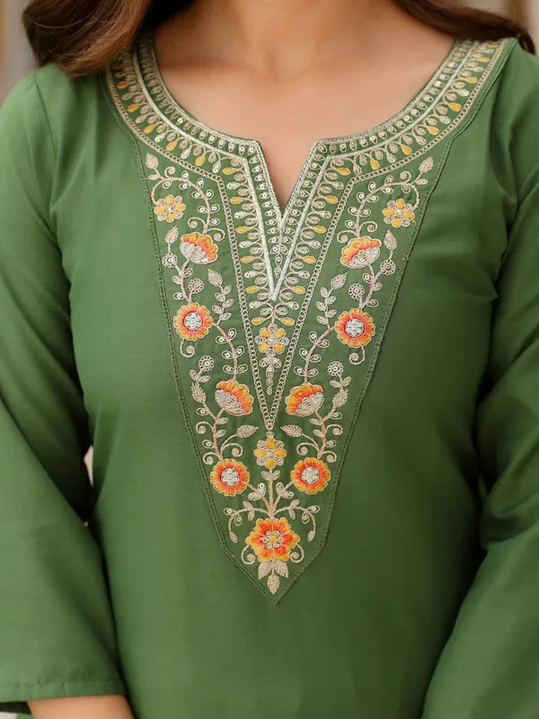 Pista Green Kurti Pant Set with Dupatta