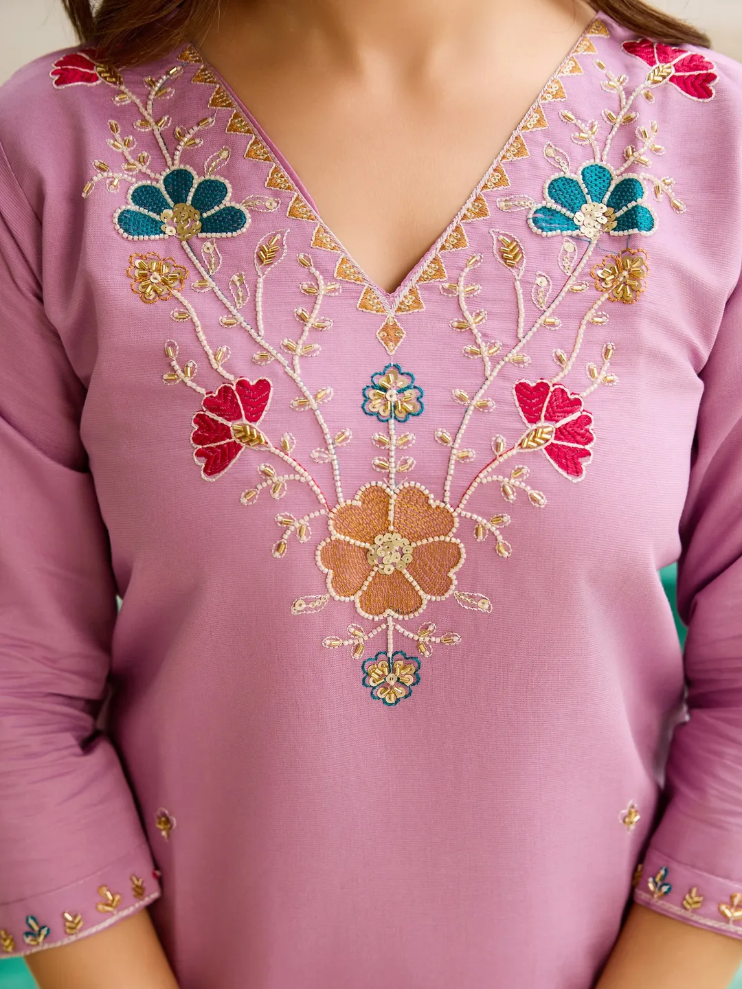 Lavender  Kurti Set with  Dupatta