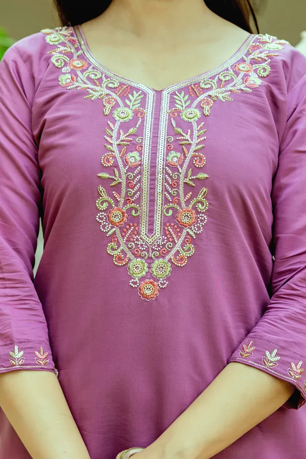 Lavender Chanderi Silk Kurti