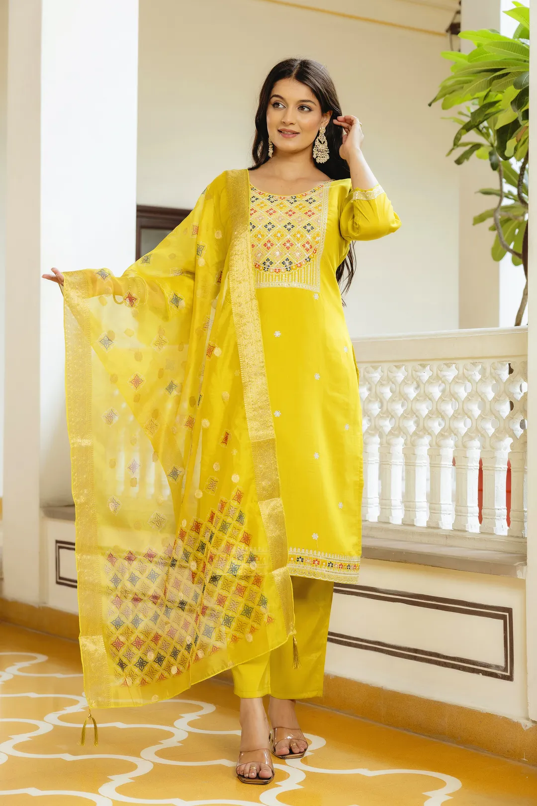 Designer Yellow Salwar Suit with Dupatta