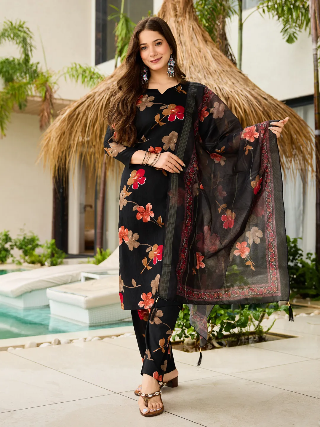Midnight Black Blossom Salwar Suit