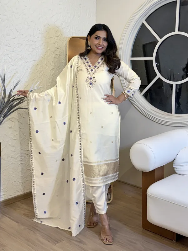 SilkGlow Cream Salwar suit