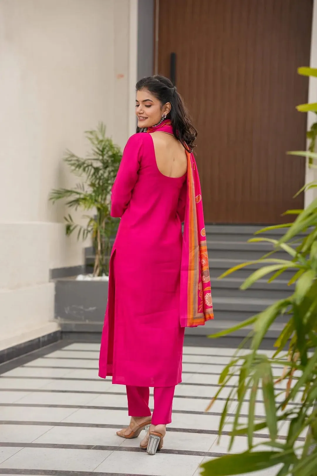 Pink Flower Printed Salwar Suit
