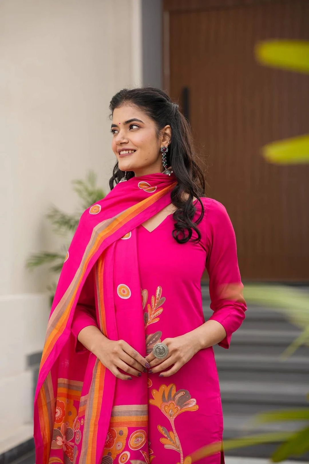 Pink Flower Printed Salwar Suit
