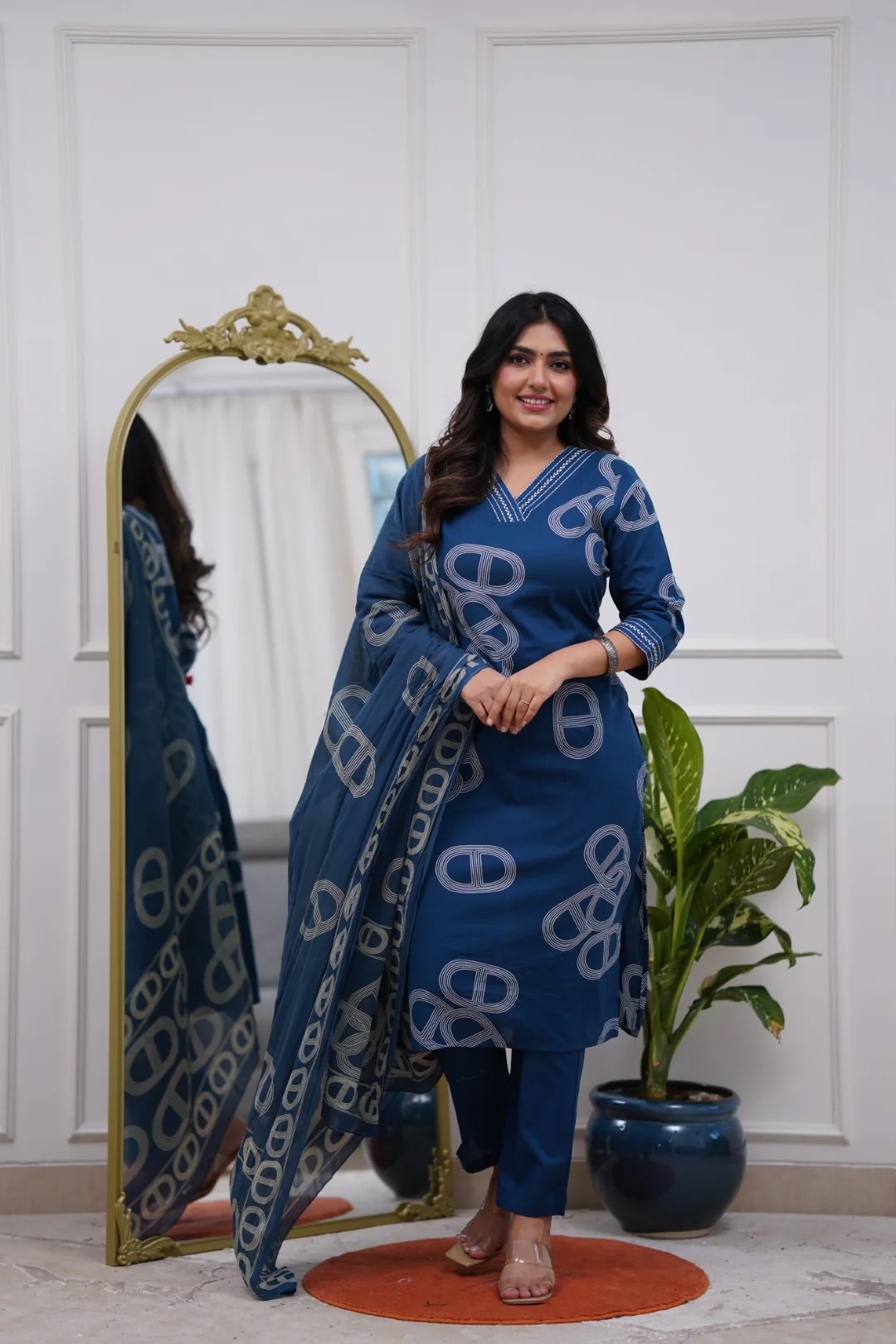 Embroidered red salwar suit for festive