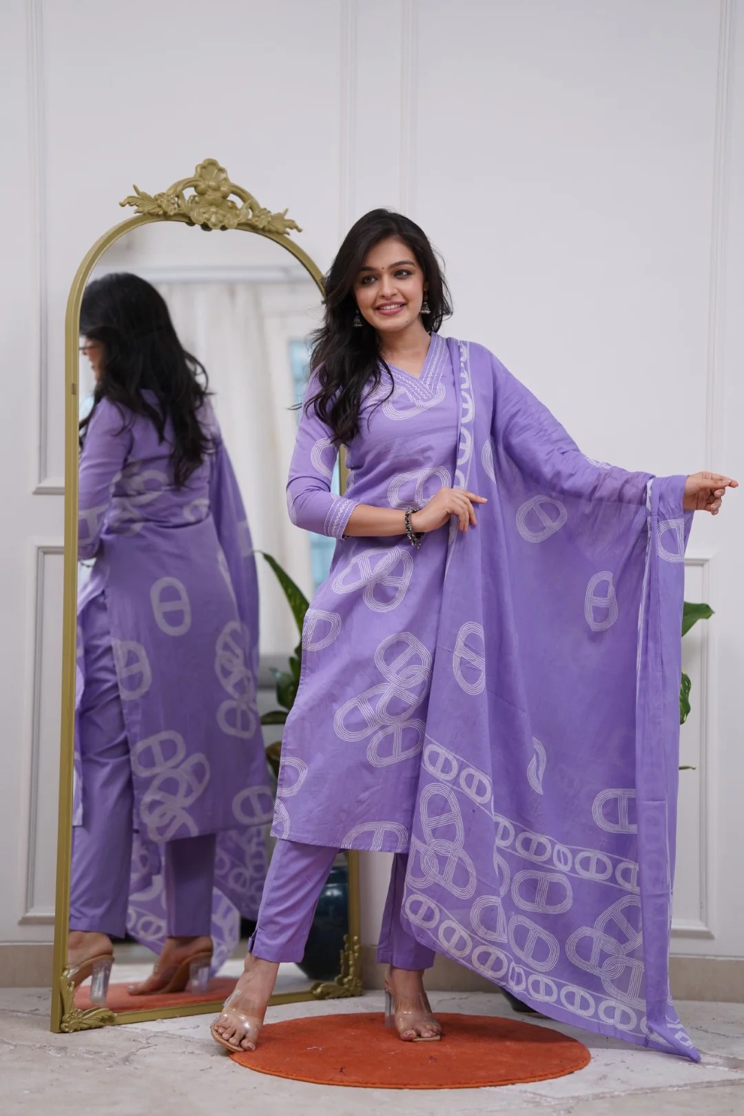 Embroidered red chanderi salwar suit