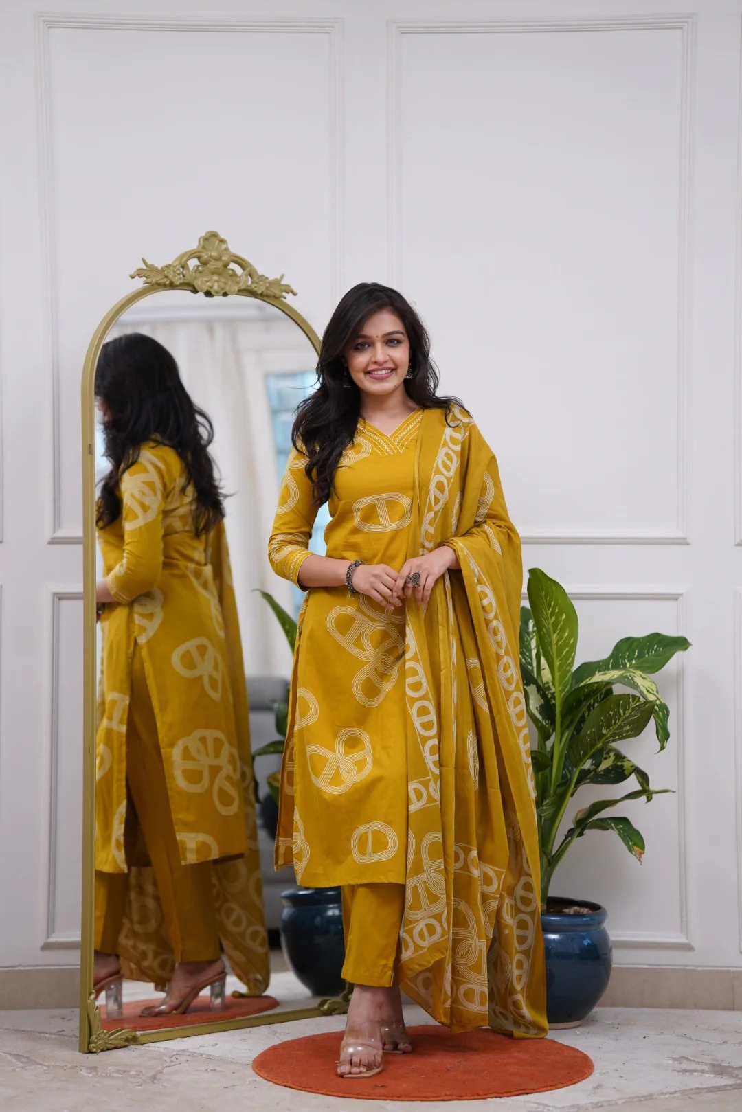 Embroidered red chanderi salwar suit for party