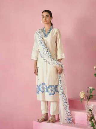 Rayon Elegance Embroidered Suit Set with Organza Dupatta