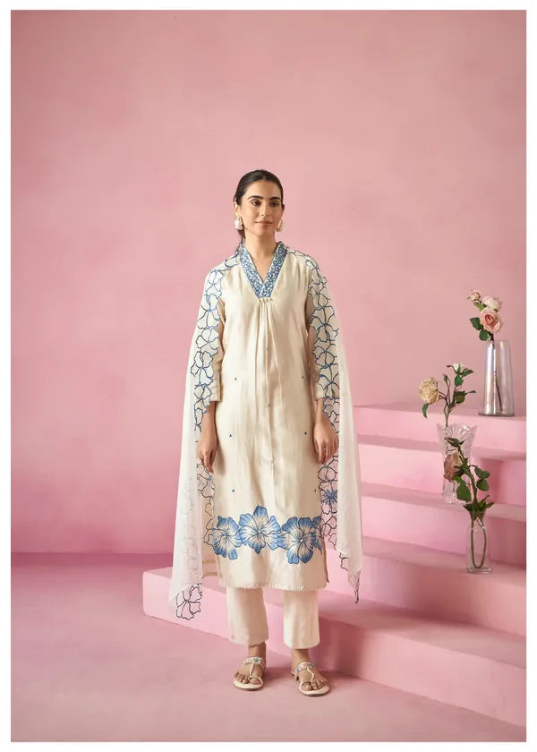 Rayon Elegance Embroidered Suit Set with Organza Dupatta