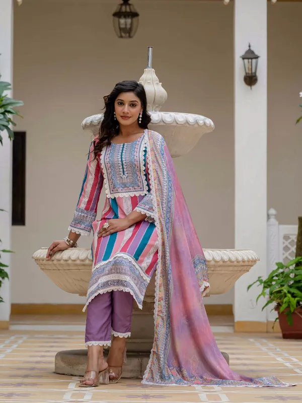 Pink SlubBloom Embroidered Suit Set