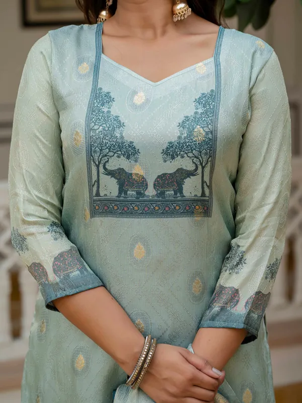 Royal Blue JacquardSilk Heritage Printed Suit Set