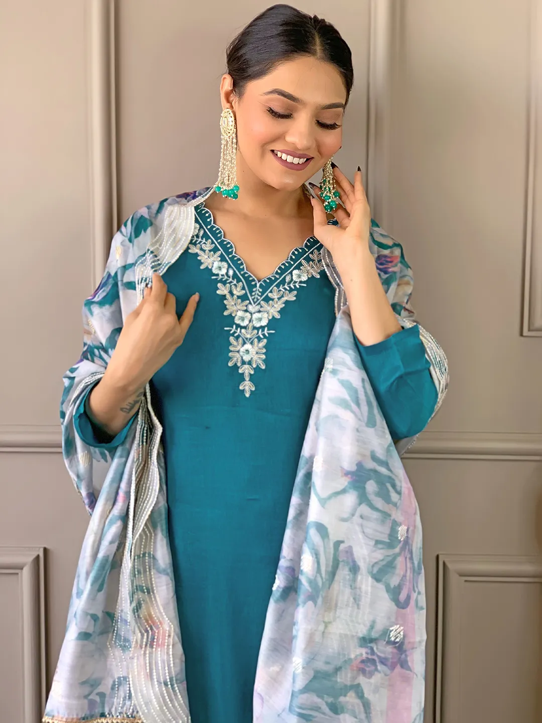 Embroidered Salwar Suit Set for Women