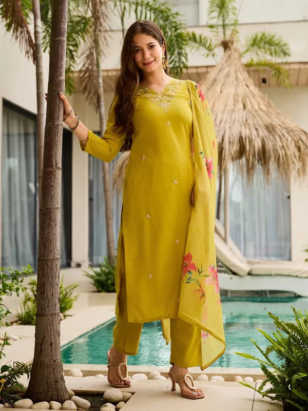 Threadwork Salwar Suit with Pure Organza Dupatta