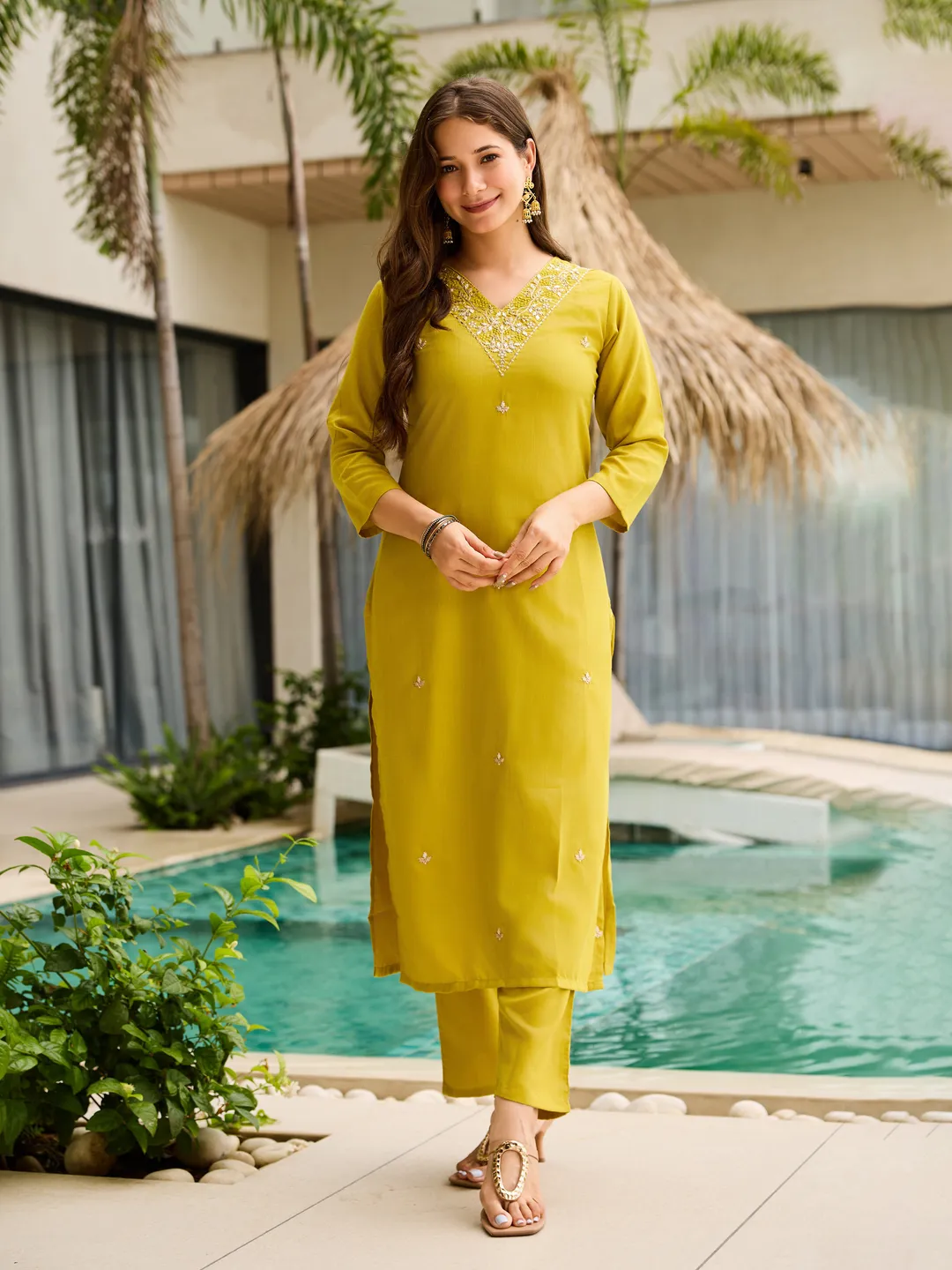 Threadwork Salwar Suit with Pure Organza Dupatta