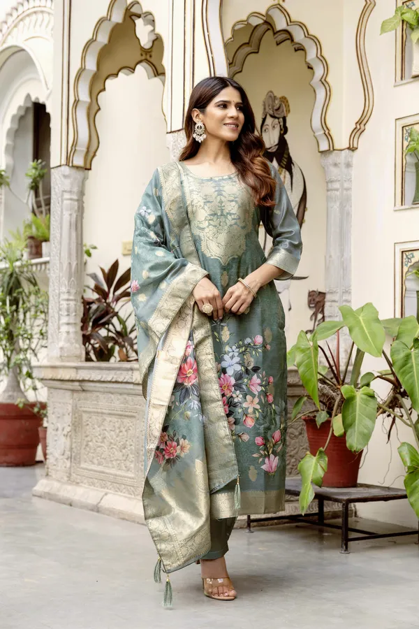 Woven Chanderi Cotton Readymade Salwar Suit