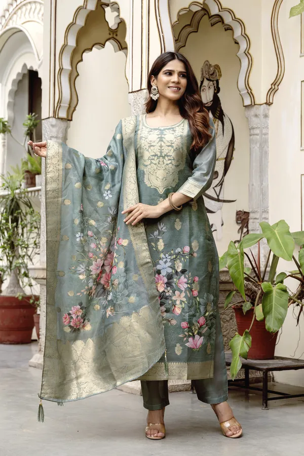 Woven Chanderi Cotton Readymade Salwar Suit