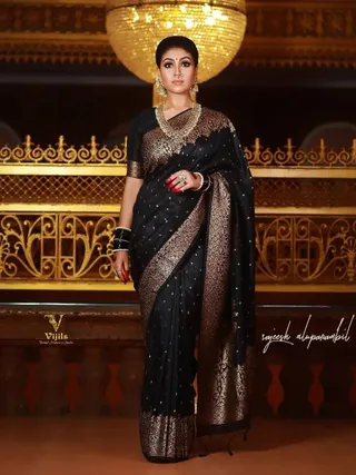 Black Banarasi Soft Silk Jacquard Zari Saree