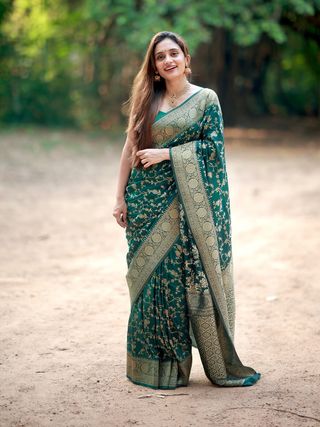 Green Banarasi Soft Silk Zari Weave Saree