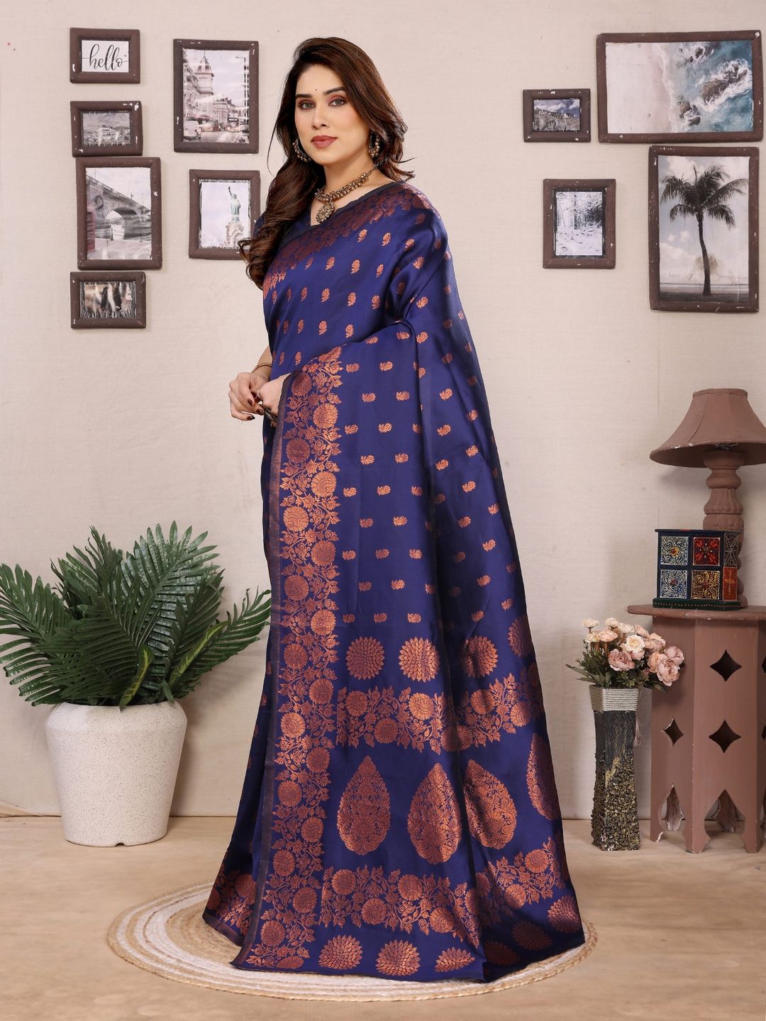 Royal Blue Banarasi Soft Silk Zari Weave Saree