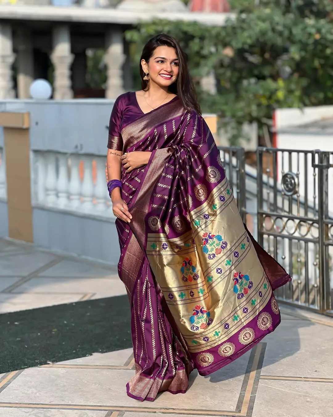 Wine Purple Banarasi Soft Silk Zari Weave Saree