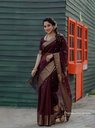 Maroon Banarasi Soft Silk Zari Weave Saree