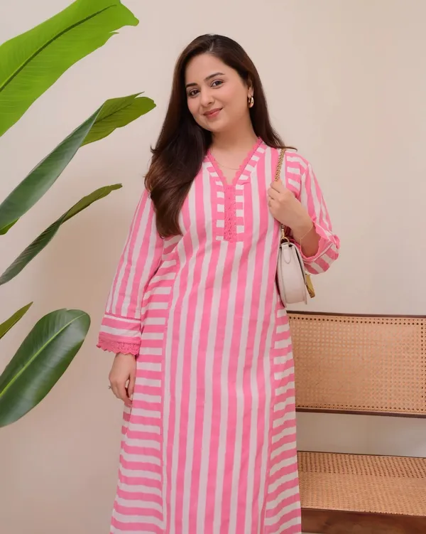 Striped Rayon Straight Kurta Palazzo Set for Women