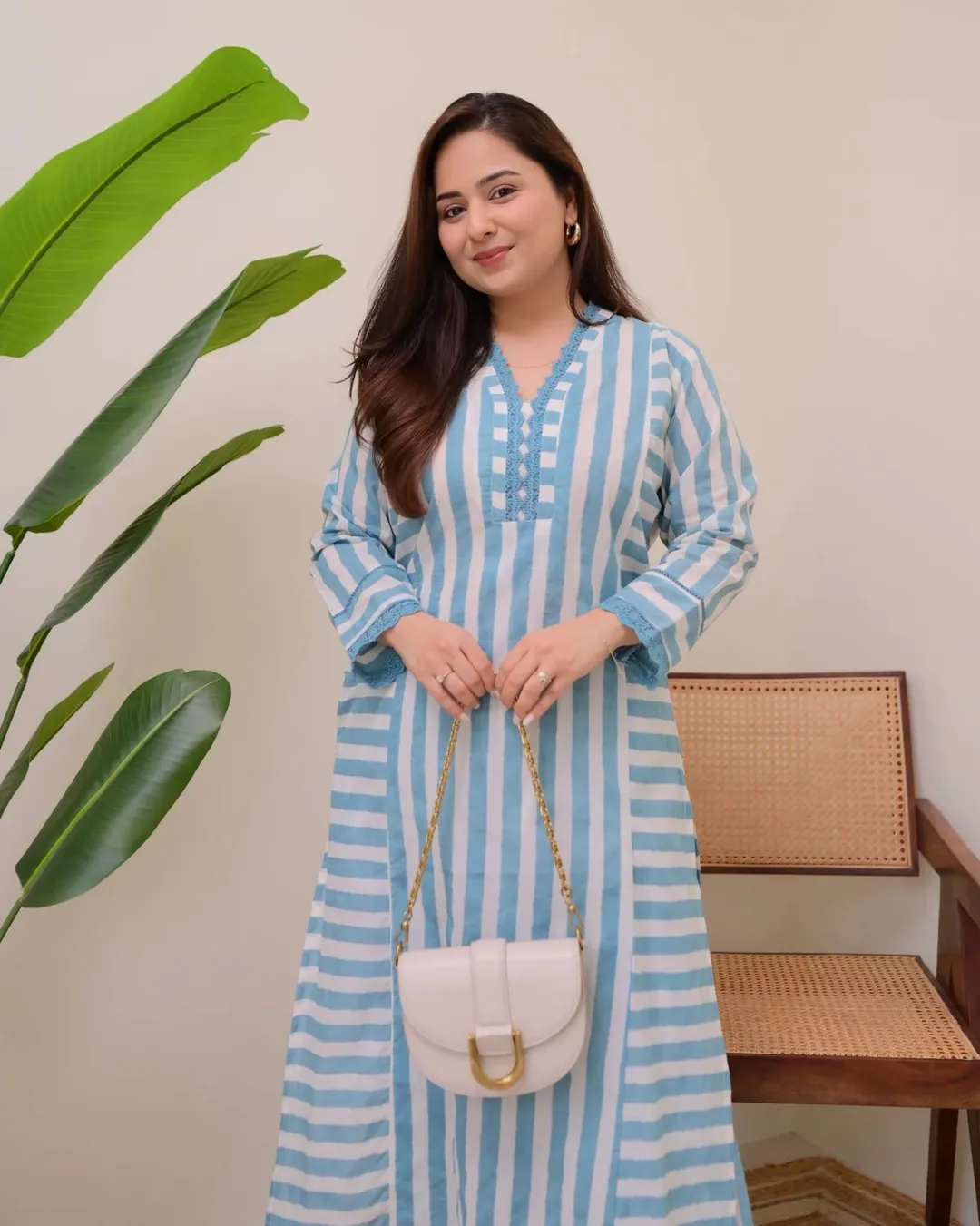 Striped Rayon Straight Kurta Palazzo Set for Women