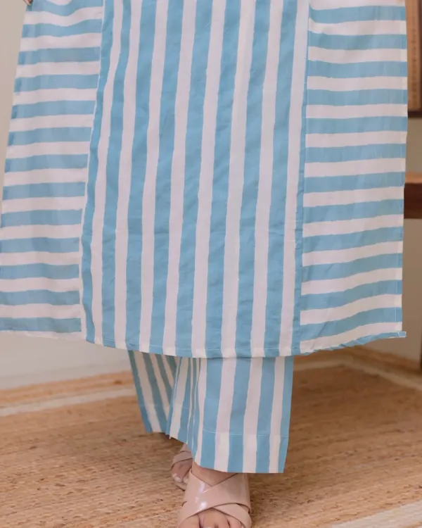 Striped Rayon Straight Kurta Palazzo Set for Women