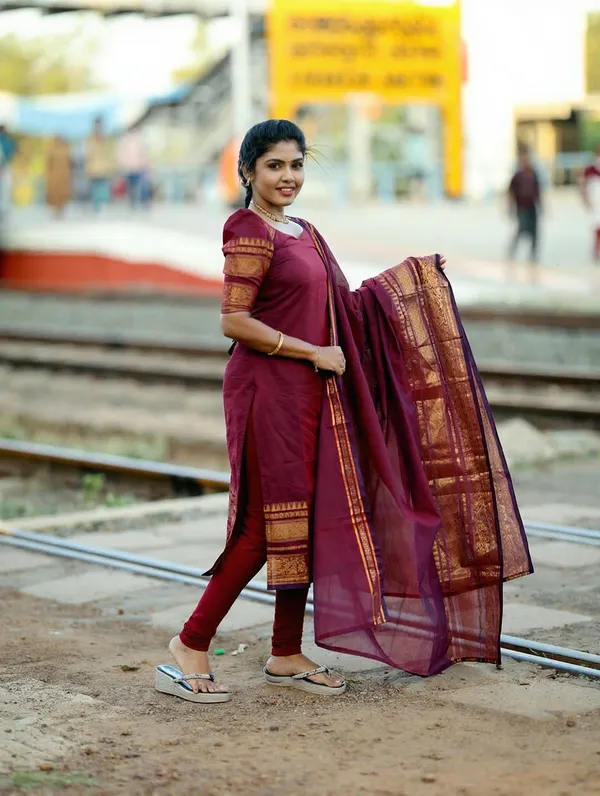 Blue Kanchi Cotton Jacquard Kurti Dupatta Set