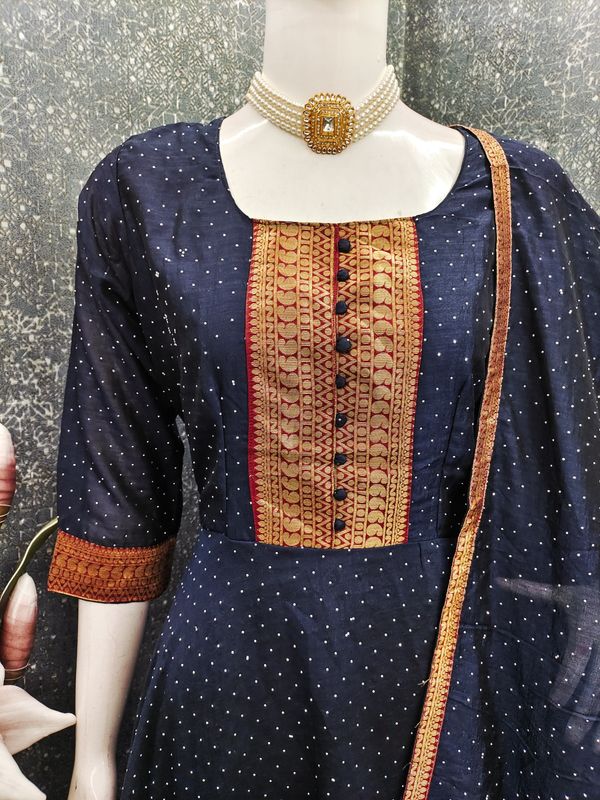 vichitra Jacquard Woven Gown Dupatta Set