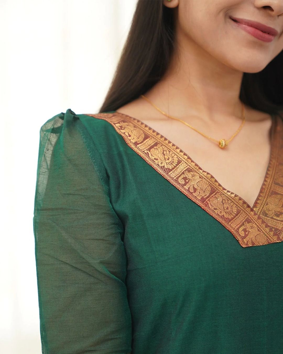 Kanchi Cotton Jacquard Woven Kurti Dupatta Set