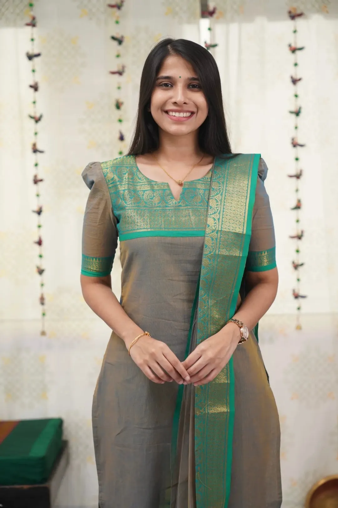 Kanchi Cotton Jacquard Kurti Dupatta Set