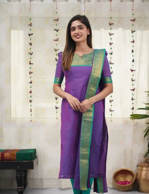Kanchi Cotton Jacquard Kurti Dupatta Set