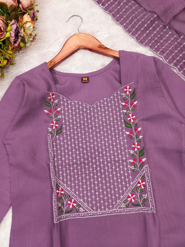 Vertical Cotton Straight Kurta Set with Dupatta