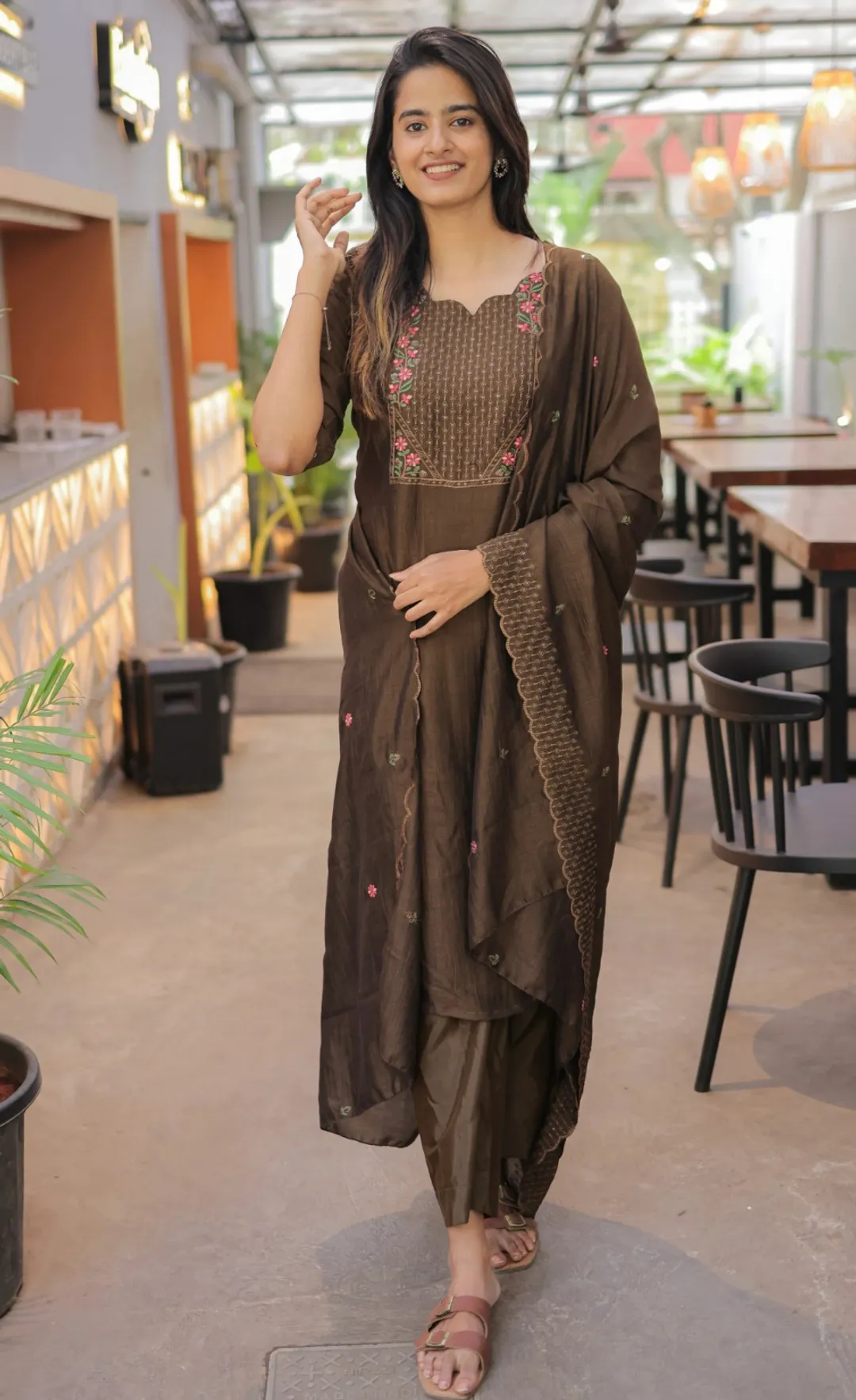 Vertical Cotton Straight Kurta Set with Dupatta